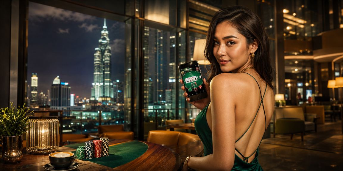 Pemain poker di Kuala Lumpur mengakses permainan hr2u selepas log masuk dengan keselamatan penuh